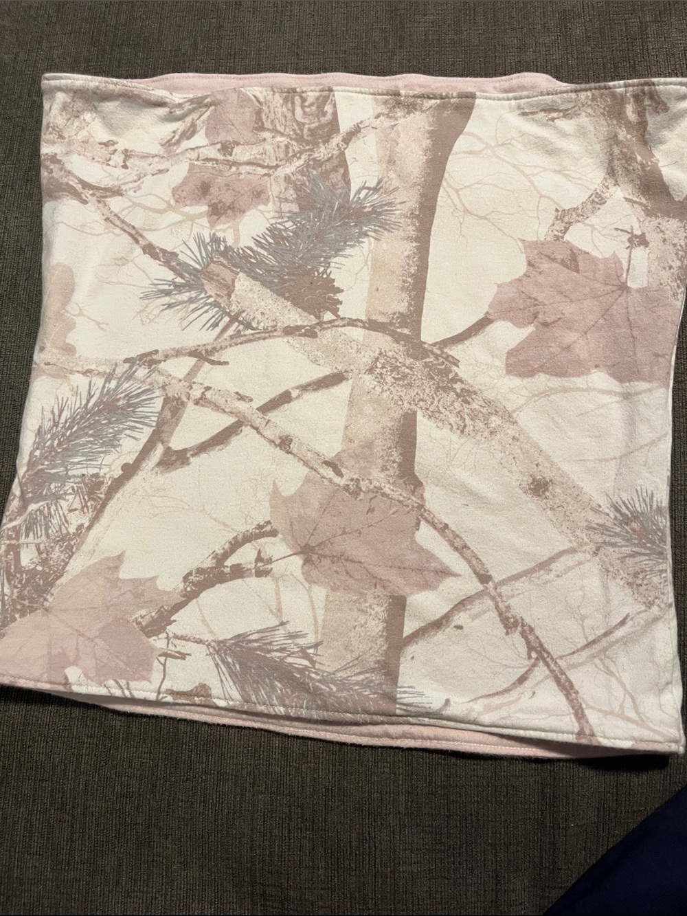Hollister Pink and Cream Camouflage Print Strapless Crop Top